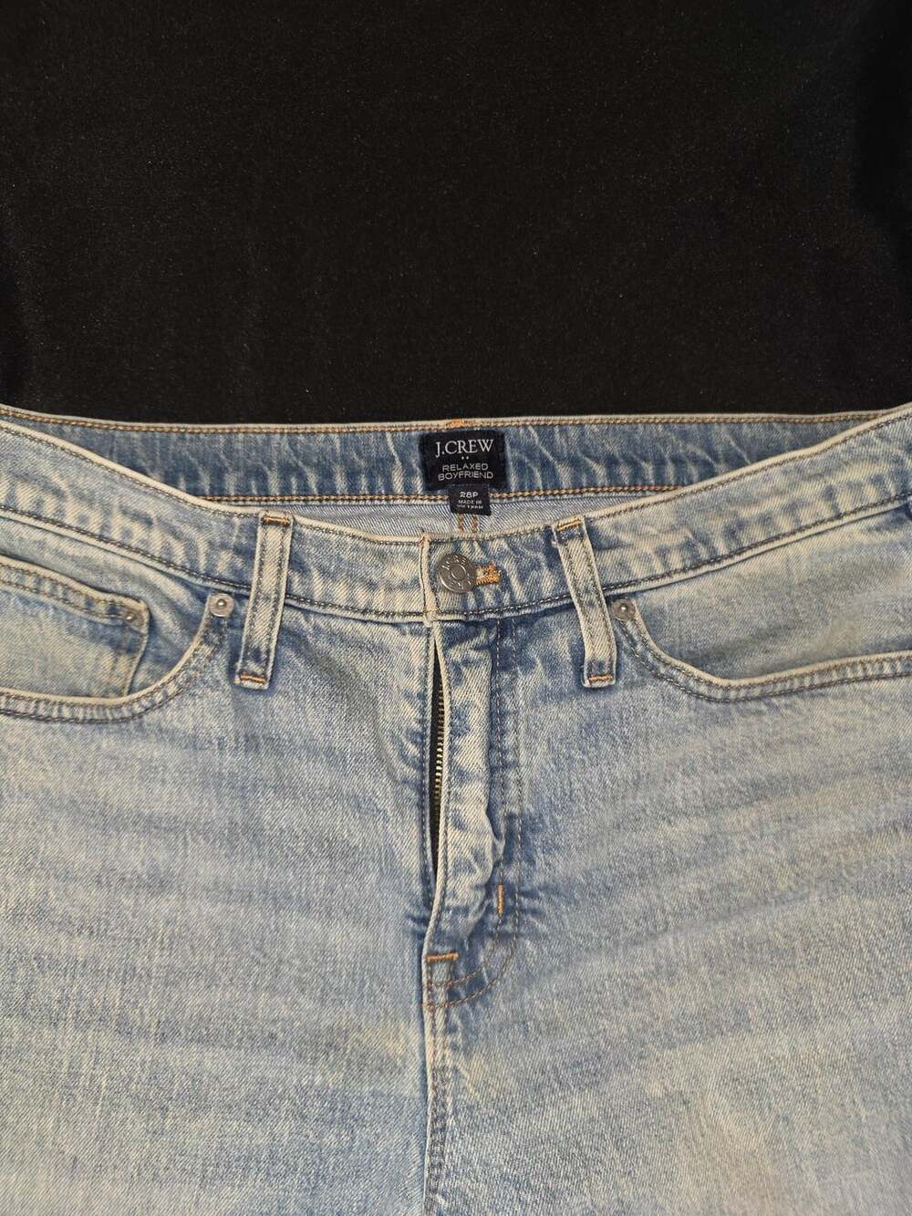 J.Crew Relaxed Boyfriend Jeans Size 28P Light Wash Distressed Denim